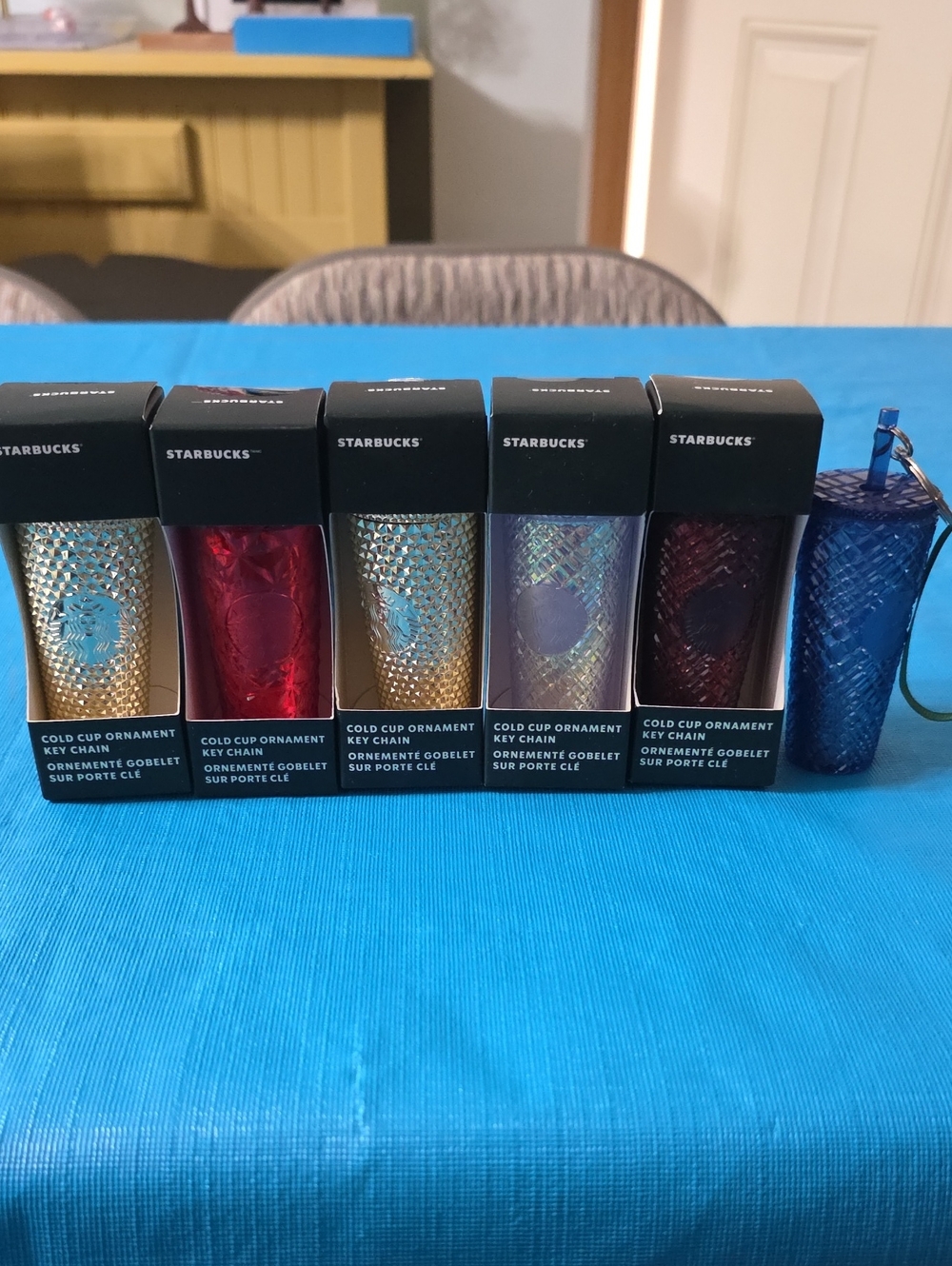 6 Starbucks Metallic Cold Cup Keychain Ornaments New